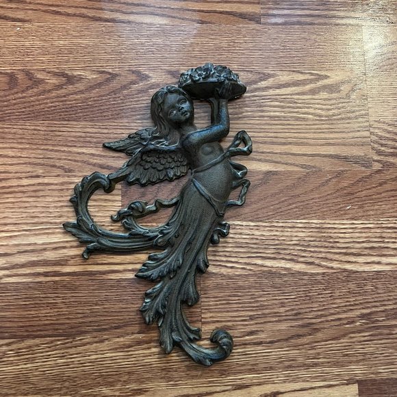 Wall Decor | Vintage Antique Cast Iron Wall Decor Lady Angel Figurine